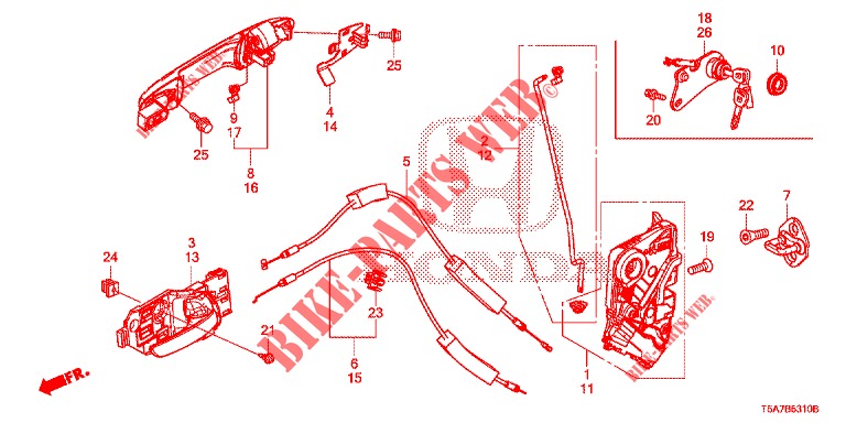 VORDERES TUERSCHLOSS/AEUSSERER GRIFF  für Honda JAZZ 1.5 DYNAMIC 5 Türen vollautomatische 2018