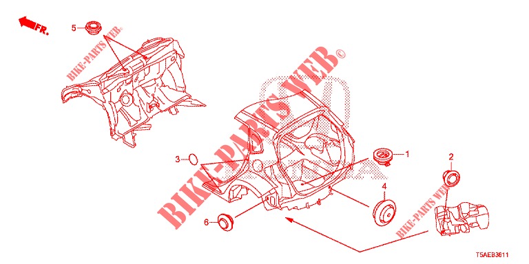 GUMMITUELLE (ARRIERE) für Honda JAZZ 1.3 ELEGANCE 5 Türen 6 gang-Schaltgetriebe 2019