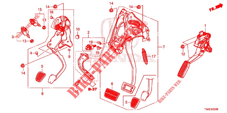 PEDAL (LH) für Honda JAZZ 1.3 ELEGANCE 5 Türen 6 gang-Schaltgetriebe 2019