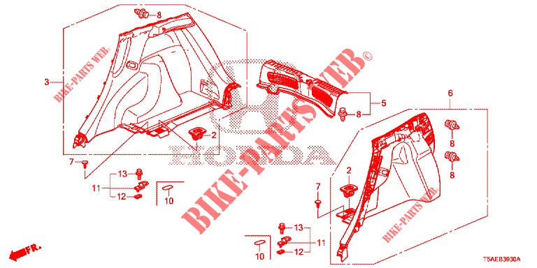 SEITENWANDVERKLEIDUNG(2D)  für Honda JAZZ 1.3 ELEGANCE 5 Türen 6 gang-Schaltgetriebe 2019