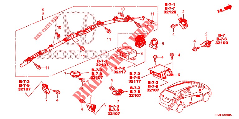 SRS EINHEIT(RH)  für Honda JAZZ 1.3 ELEGANCE 5 Türen 6 gang-Schaltgetriebe 2019
