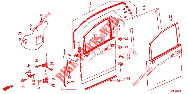 VORDERE TUERTAFEL  für Honda JAZZ 1.3 ELEGANCE 5 Türen 6 gang-Schaltgetriebe 2019