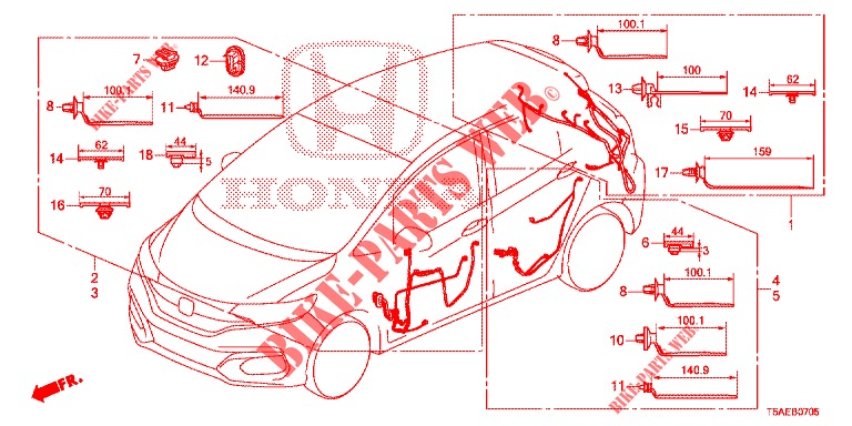 KABELBAUM (6) (LH) für Honda JAZZ 1.5 DYNAMIC 5 Türen 6 gang-Schaltgetriebe 2019