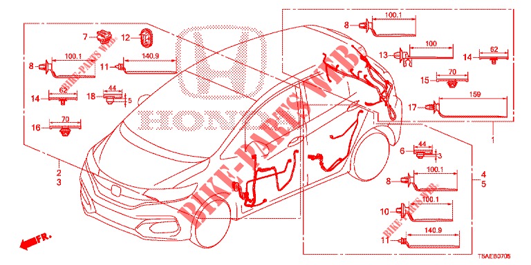 KABELBAUM (6) (LH) für Honda JAZZ 1.5 DYNAMIC 5 Türen vollautomatische 2019