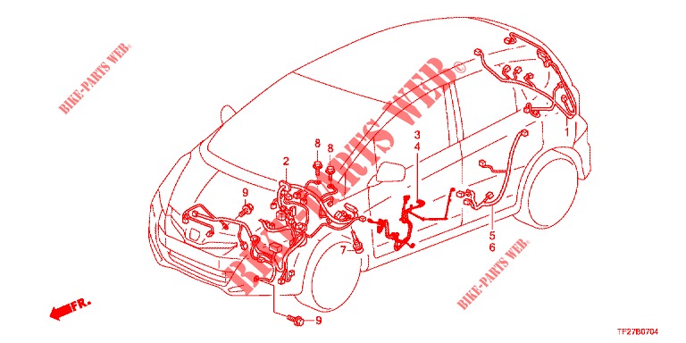 KABELBAUM (2) (LH) für Honda JAZZ HYBRID LUXURY 5 Türen vollautomatische 2012
