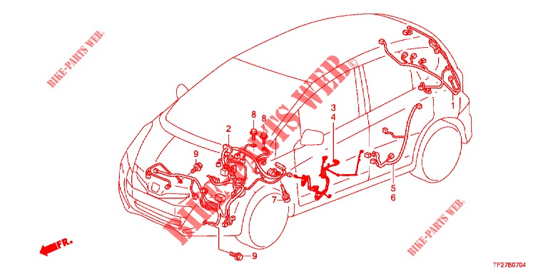 KABELBAUM (2) (LH) für Honda JAZZ HYBRID LUXURY 5 Türen vollautomatische 2012