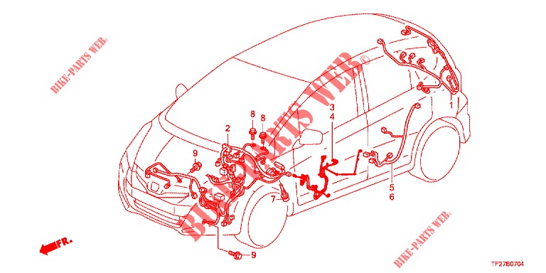 KABELBAUM (2) (LH) für Honda JAZZ HYBRID LUXURY 5 Türen vollautomatische 2013