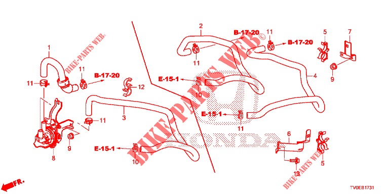 WASSERSCHLAUCH/HEIZUNGSSCHACHT (LH) (1.8L) für Honda CIVIC 1.8 LIFESTYLE 5 Türen 6 gang-Schaltgetriebe 2014