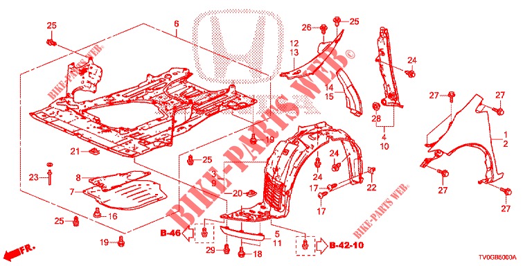 KOTFLUEGEL, VORNE  für Honda CIVIC 1.8 EXCLUSIVE NAVI 5 Türen 6 gang-Schaltgetriebe 2015