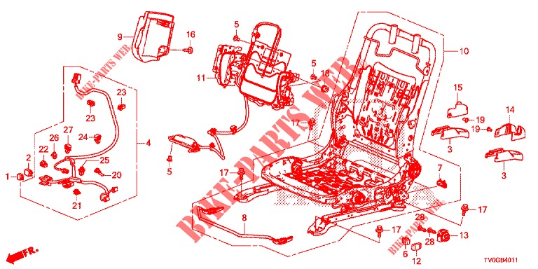 VORNE SITZKOMPONENTEN (G.) (HAUTEUR MANUELLE) für Honda CIVIC 1.8 EXCLUSIVE NAVI 5 Türen 6 gang-Schaltgetriebe 2015