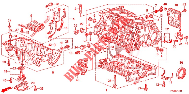 ZYLINDERBLOCK/OELWANNE (1.8L) für Honda CIVIC 1.8 EXCLUSIVE NAVI 5 Türen 6 gang-Schaltgetriebe 2015