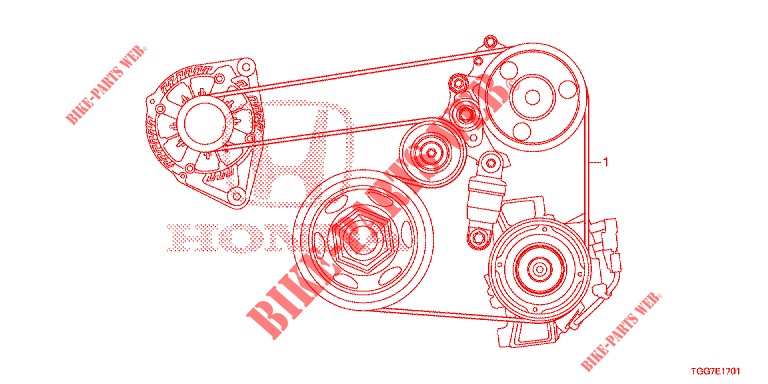     COURROIE ALTERNATEUR (1.5L) für Honda CIVIC 1.5 PRESTIGE 5 Türen 6 gang-Schaltgetriebe 2018