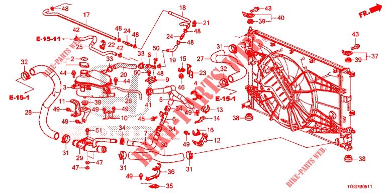     FLEXIBLE DE RADIATEUR/RESERVOIR EXPANSION (1.5L) für Honda CIVIC 1.5 PRESTIGE 5 Türen 6 gang-Schaltgetriebe 2018