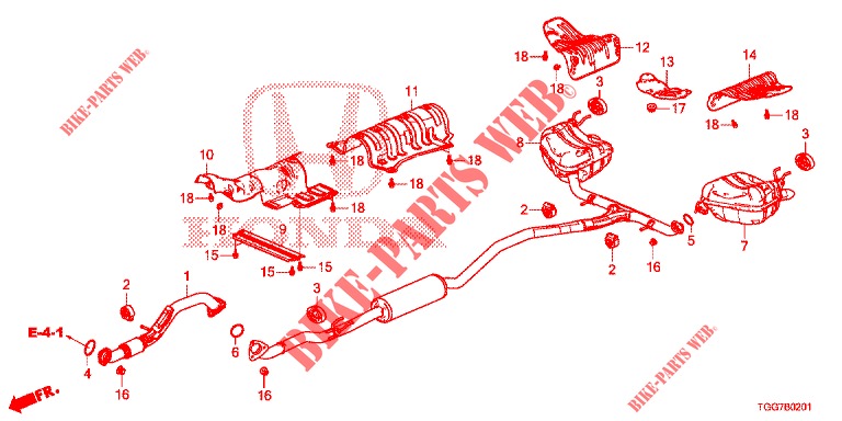 AUSPUFFROHR/SCHALLDAEMPFER (1.5L) (1) für Honda CIVIC 1.5 PRESTIGE 5 Türen 6 gang-Schaltgetriebe 2018