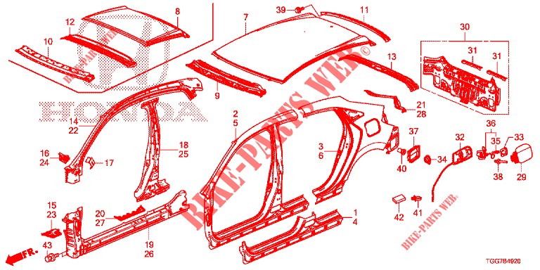 AUSSENBLECHE/TAFEL, HINTEN  für Honda CIVIC 1.5 PRESTIGE 5 Türen 6 gang-Schaltgetriebe 2018