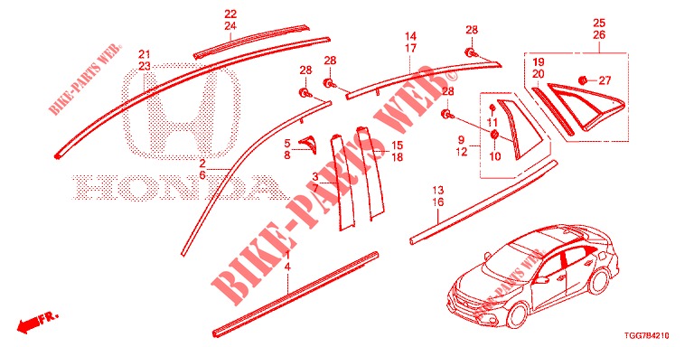 GRILL, VORNE/ZIERLEISTE  für Honda CIVIC 1.5 PRESTIGE 5 Türen 6 gang-Schaltgetriebe 2018