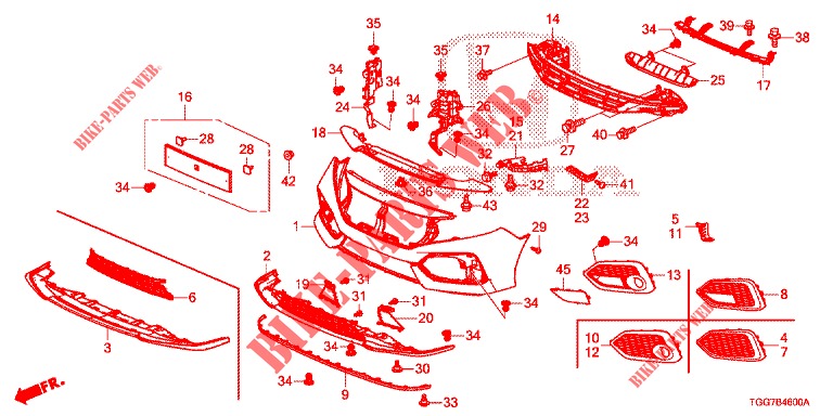 VORDERE STOSSFAENGER  für Honda CIVIC 1.5 PRESTIGE 5 Türen 6 gang-Schaltgetriebe 2018