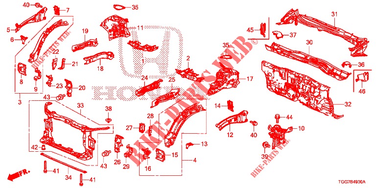 VORDERE TRENNWAND/STIRNWAND  für Honda CIVIC 1.5 PRESTIGE 5 Türen 6 gang-Schaltgetriebe 2018