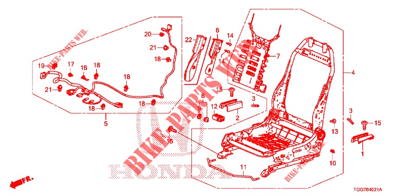 VORNE SITZKOMPONENTEN (D.) (SIEGE REGLAGE MANUEL) (2) für Honda CIVIC 1.5 PRESTIGE 5 Türen 6 gang-Schaltgetriebe 2018