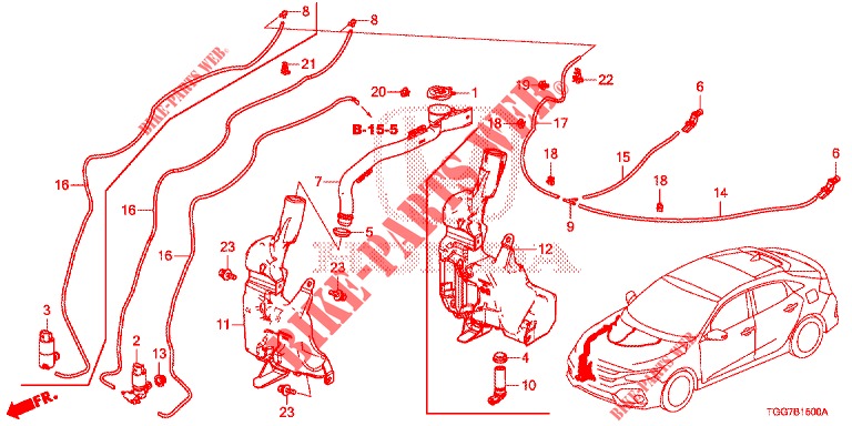 WINDSCHUTZSCHEIBENWASCHER (AVANT) für Honda CIVIC 1.5 PRESTIGE 5 Türen 6 gang-Schaltgetriebe 2018
