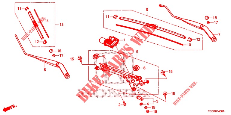 WINDSCHUTZSCHEIBENWISCHER (LH) für Honda CIVIC 1.5 PRESTIGE 5 Türen 6 gang-Schaltgetriebe 2018