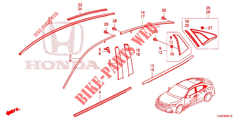 GRILL, VORNE/ZIERLEISTE  für Honda CIVIC 1.5 PRESTIGE 5 Türen vollautomatische 2018