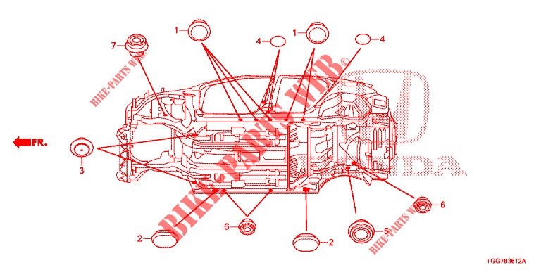 GUMMITUELLE (INFERIEUR) für Honda CIVIC 1.5 PRESTIGE 5 Türen vollautomatische 2018