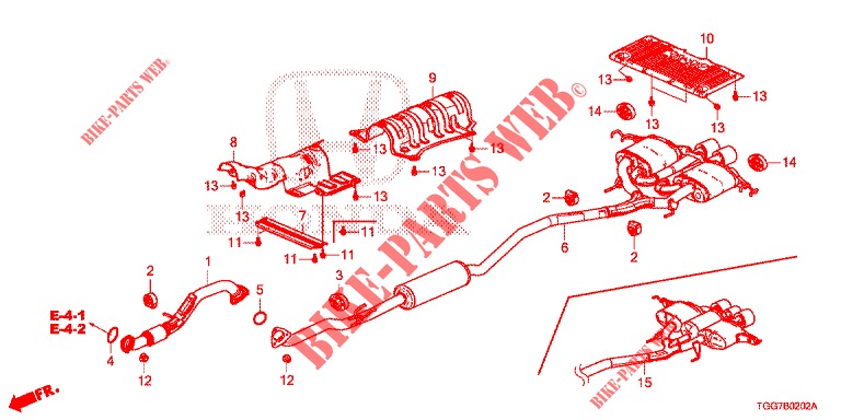 AUSPUFFROHR/SCHALLDAEMPFER (1.5L) (2)/(TYPE R) für Honda CIVIC 1.5 SPORT NAVI 5 Türen 6 gang-Schaltgetriebe 2018