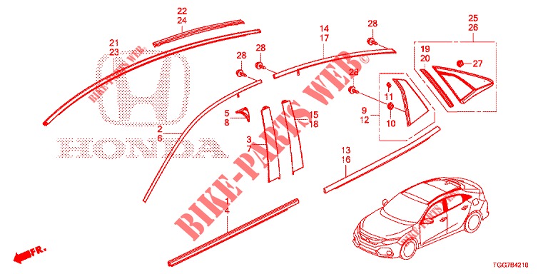 GRILL, VORNE/ZIERLEISTE  für Honda CIVIC 1.5 SPORT NAVI 5 Türen 6 gang-Schaltgetriebe 2018