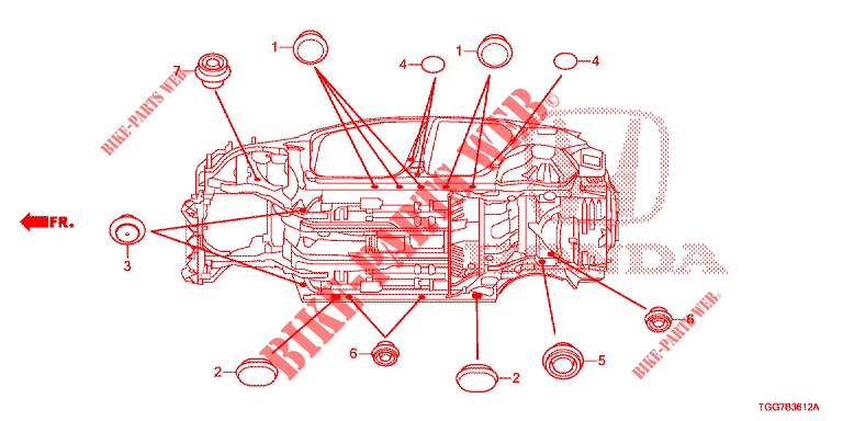 GUMMITUELLE (INFERIEUR) für Honda CIVIC 1.5 SPORT NAVI 5 Türen 6 gang-Schaltgetriebe 2018