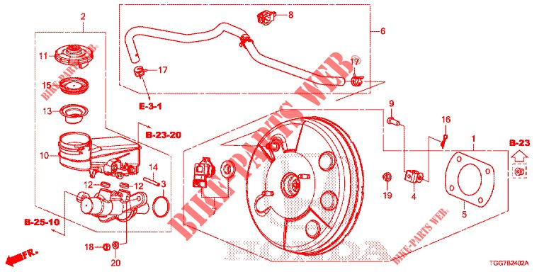 HAUPTBREMSZYLINDER/MASTER POWER (1.5L) (LH) für Honda CIVIC 1.5 SPORT NAVI 5 Türen 6 gang-Schaltgetriebe 2018