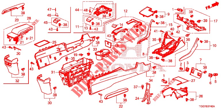 KONSOLE (LH) für Honda CIVIC 1.5 SPORT NAVI 5 Türen 6 gang-Schaltgetriebe 2018