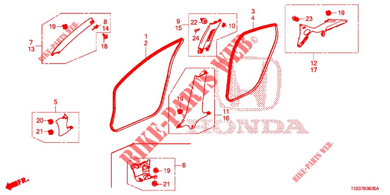 SAEULENZIERSTUECK (LH) für Honda CIVIC 1.5 SPORT NAVI 5 Türen 6 gang-Schaltgetriebe 2018