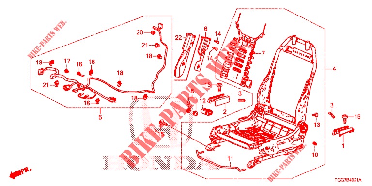 VORNE SITZKOMPONENTEN (D.) (SIEGE REGLAGE MANUEL) (2) für Honda CIVIC 1.5 SPORT NAVI 5 Türen 6 gang-Schaltgetriebe 2018