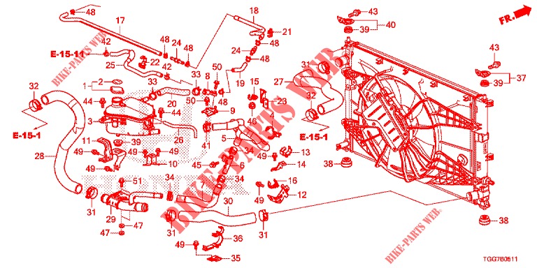     FLEXIBLE DE RADIATEUR/RESERVOIR EXPANSION (1.5L) für Honda CIVIC 1.5 SPORT NAVI 5 Türen vollautomatische 2018