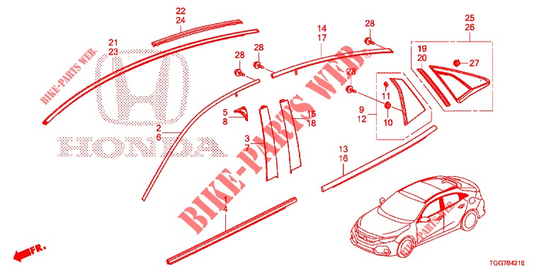 GRILL, VORNE/ZIERLEISTE  für Honda CIVIC 1.5 SPORT NAVI 5 Türen vollautomatische 2018