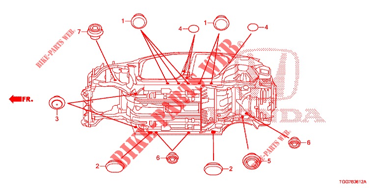 GUMMITUELLE (INFERIEUR) für Honda CIVIC 1.5 SPORT NAVI 5 Türen vollautomatische 2018