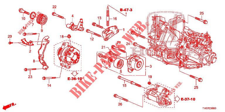 AUTOMATISCHE SPANNVORRICHTUNG (DIESEL) (2.2L) für Honda CIVIC DIESEL 2.2 EXCLUSIVE 5 Türen 6 gang-Schaltgetriebe 2013