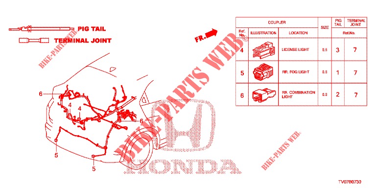 ELEKTR. STECKVERBINDER (ARRIERE) für Honda CIVIC DIESEL 2.2 EXCLUSIVE 5 Türen 6 gang-Schaltgetriebe 2013
