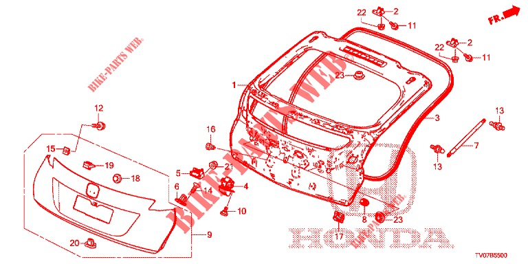HECKKLAPPENPLATTE(2D)  für Honda CIVIC DIESEL 2.2 EXCLUSIVE 5 Türen 6 gang-Schaltgetriebe 2013