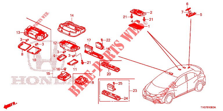 INNENLEUCHTE  für Honda CIVIC DIESEL 2.2 EXCLUSIVE 5 Türen 6 gang-Schaltgetriebe 2013
