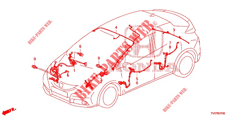 KABELBAUM (4) (LH) für Honda CIVIC DIESEL 2.2 EXCLUSIVE 5 Türen 6 gang-Schaltgetriebe 2013