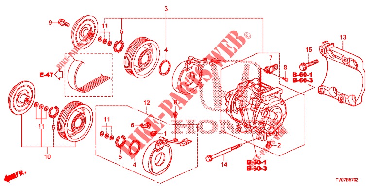 KLIMAANLAGE (COMPRESSEUR) (DIESEL) (2.2L) für Honda CIVIC DIESEL 2.2 EXCLUSIVE 5 Türen 6 gang-Schaltgetriebe 2013
