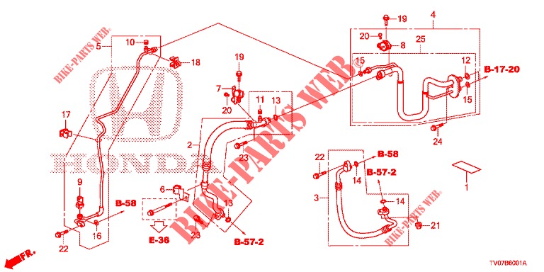 KLIMAANLAGE (FLEXIBLES/TUYAUX) (DIESEL) (2.2L) (LH) für Honda CIVIC DIESEL 2.2 EXCLUSIVE 5 Türen 6 gang-Schaltgetriebe 2013