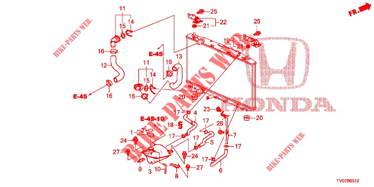 KUEHLERSCHLAUCH/RESERVETANK (DIESEL) (2.2L) für Honda CIVIC DIESEL 2.2 EXCLUSIVE 5 Türen 6 gang-Schaltgetriebe 2013
