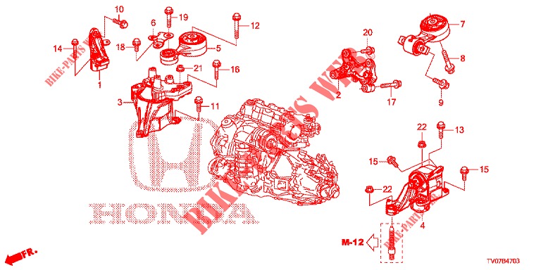 MOTORBEFESTIGUNGEN (DIESEL) (2.2L) für Honda CIVIC DIESEL 2.2 EXCLUSIVE 5 Türen 6 gang-Schaltgetriebe 2013
