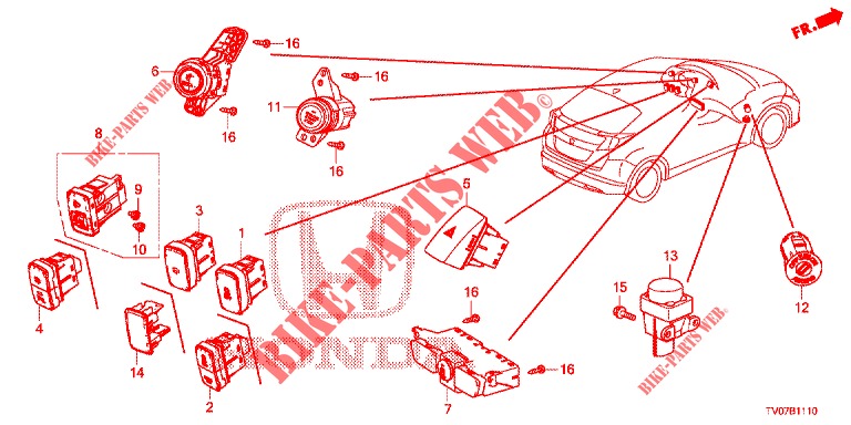 SCHALTER (LH) für Honda CIVIC DIESEL 2.2 EXCLUSIVE 5 Türen 6 gang-Schaltgetriebe 2013