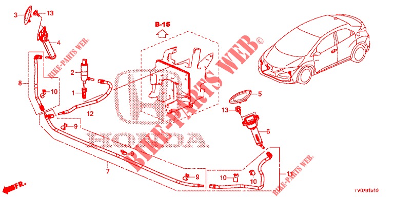SCHEINWERFERWASCHER(S)  für Honda CIVIC DIESEL 2.2 EXCLUSIVE 5 Türen 6 gang-Schaltgetriebe 2013