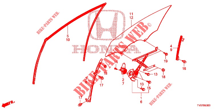 TUERFENSTER, VORNE/REGLER  für Honda CIVIC DIESEL 2.2 EXCLUSIVE 5 Türen 6 gang-Schaltgetriebe 2013