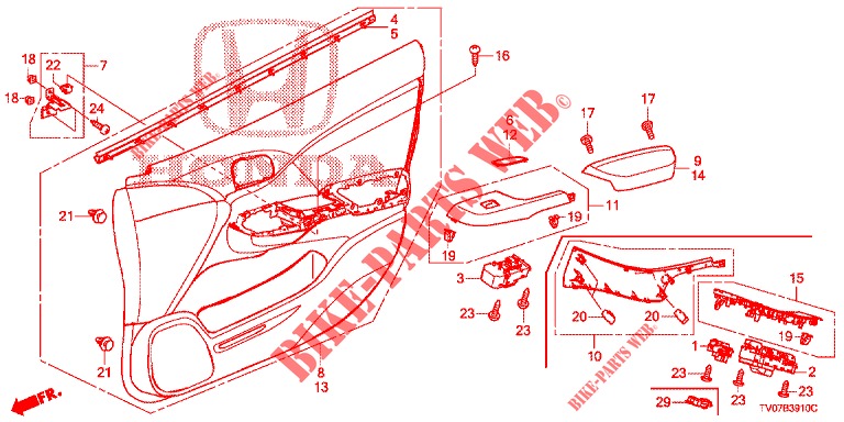 TUERVERKLEIDUNG, VORNE (LH) für Honda CIVIC DIESEL 2.2 EXCLUSIVE 5 Türen 6 gang-Schaltgetriebe 2013